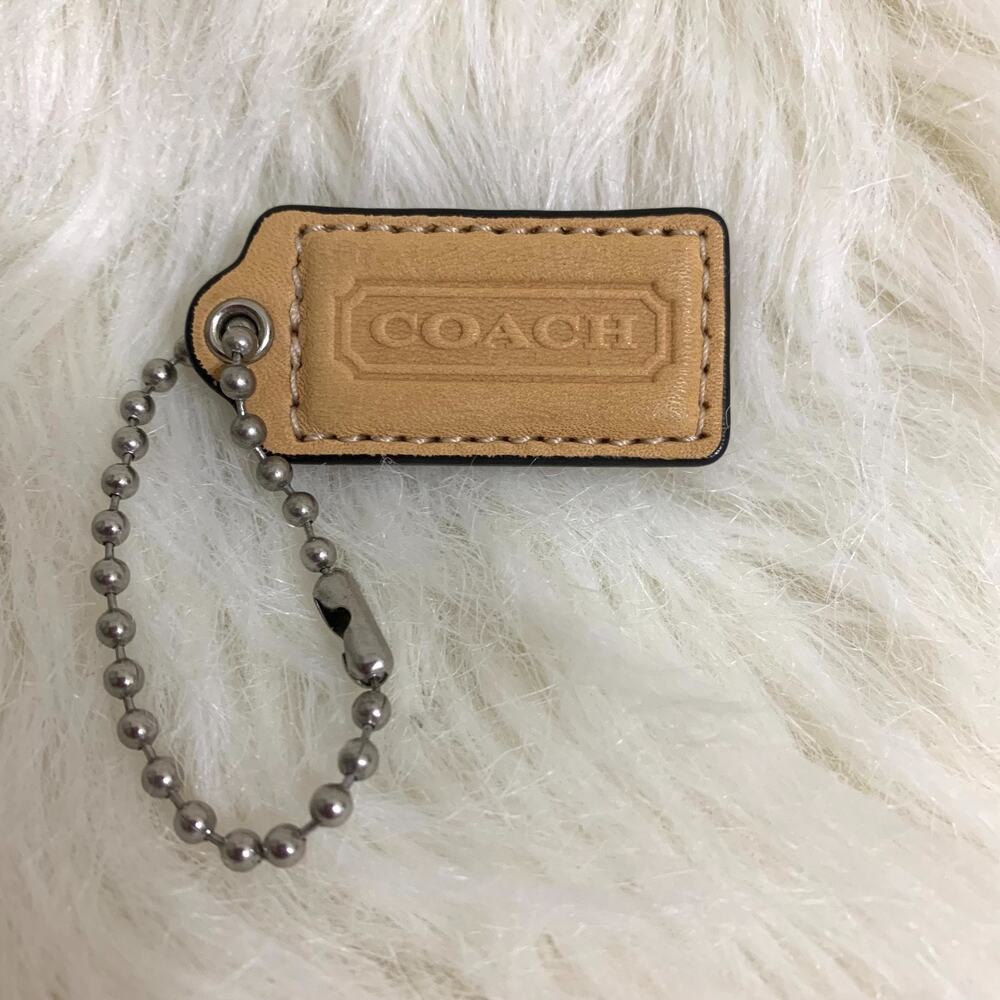 Authentic COACH Light Tan Leather 2" Lozenge Hang Tag Purse Charm Fob H63